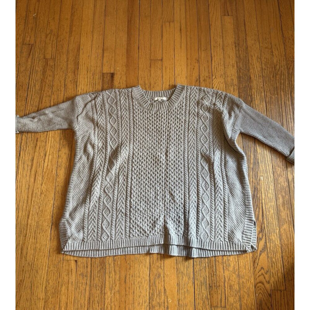 Anthropologie ZOA boxy textured oversized sweater Womens Size Medium Oatmeal